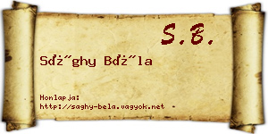 Sághy Béla névjegykártya