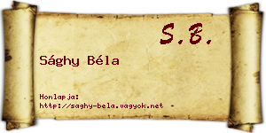 Sághy Béla névjegykártya